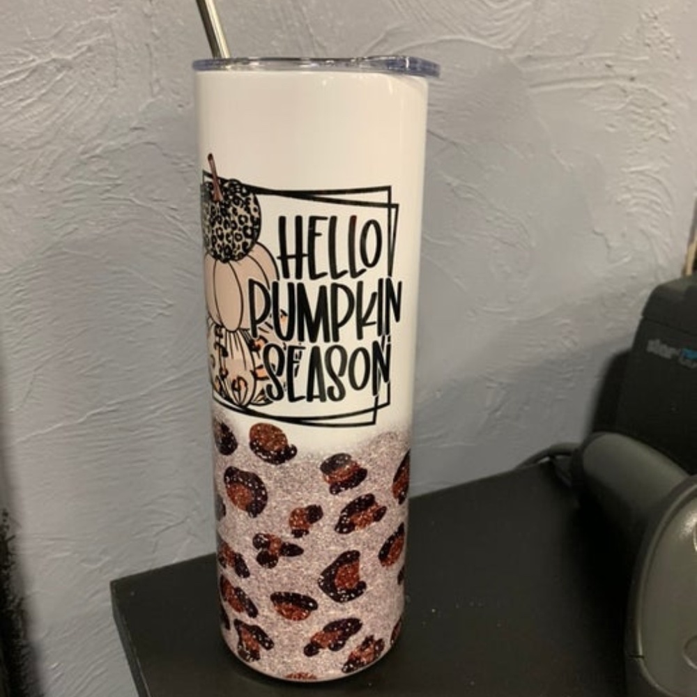 Hello Pumpkin Season 20 oz Tumber With lid and straw - NEW WITH TAGS